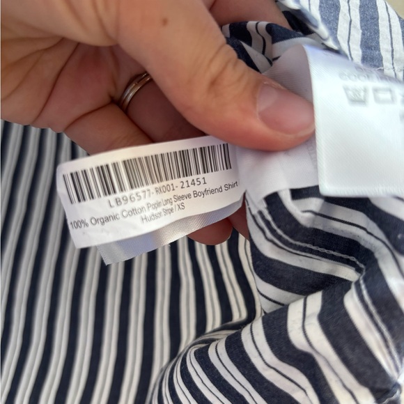 Quince 100% Organic Cotton Blue White Poplin Long Sleeve Boyfriend Shirt Size XS - Picture 6 of 6
